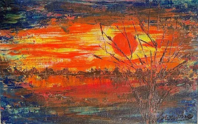 Landscape (ART-16110-118967) - Handpainted Art Painting - 13in X 8in