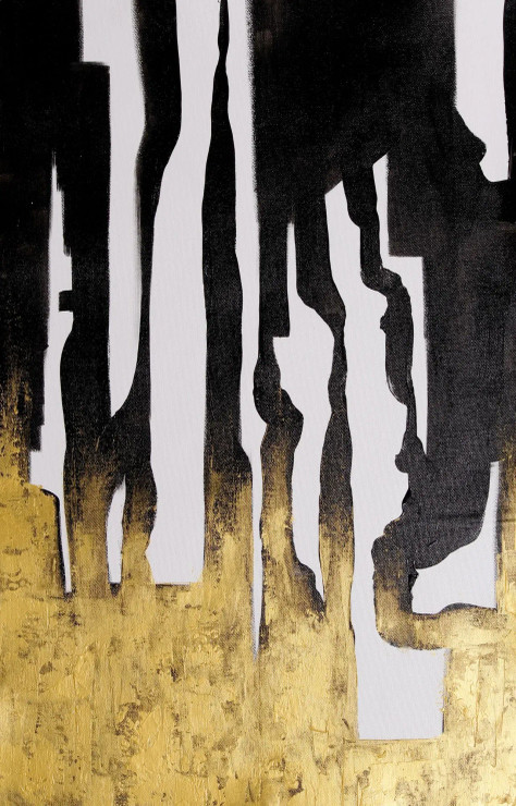 Gilded Flow (ART-8156-118994) - Handpainted Art Painting - 40in X 60in