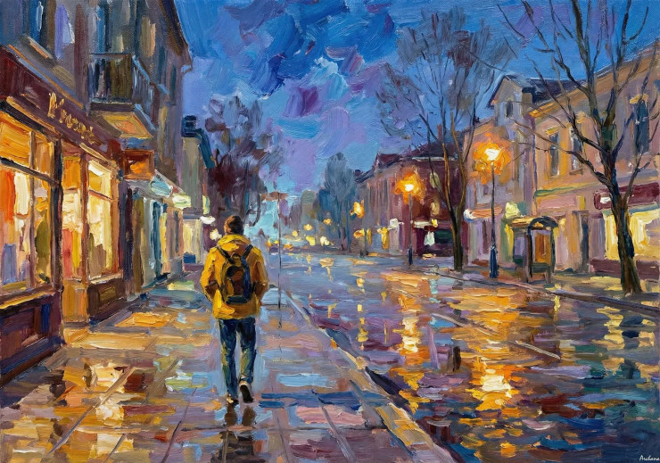 The Evening Walk Home (PRT-15697-119136) - Canvas Art Print - 60in X 42in