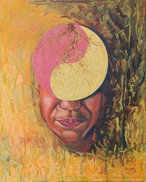 Evolution (The Yin-Yang Portrait) (ART-8316-119113) - Handpainted Art Painting - 24in X 30in
