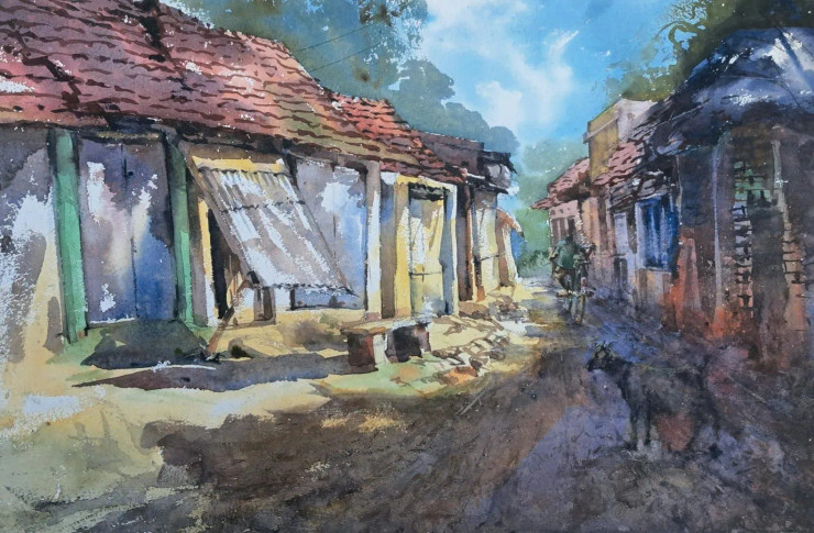 Landscape (ART-18009-119264) - Handpainted Art Painting - 22in X 14in