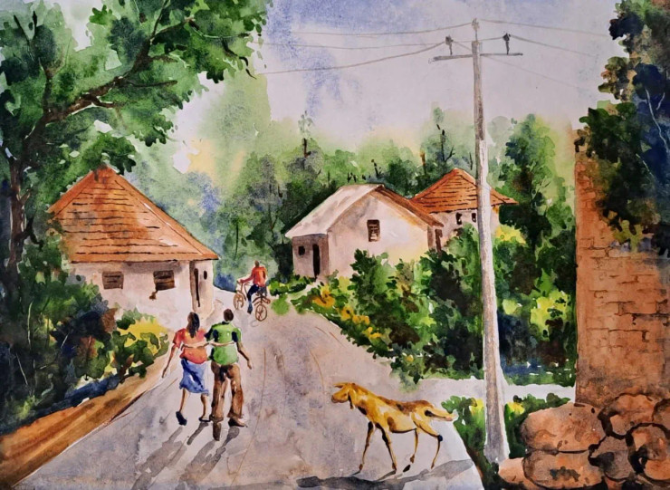 Landscape (ART-18009-119196) - Handpainted Art Painting - 14in X 11in