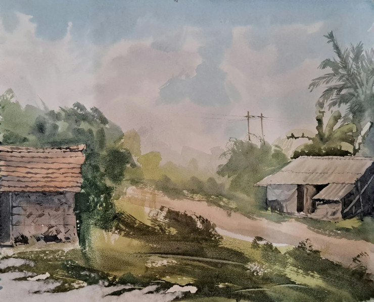 Landscape (ART-18009-118830) - Handpainted Art Painting - 14in X 11in
