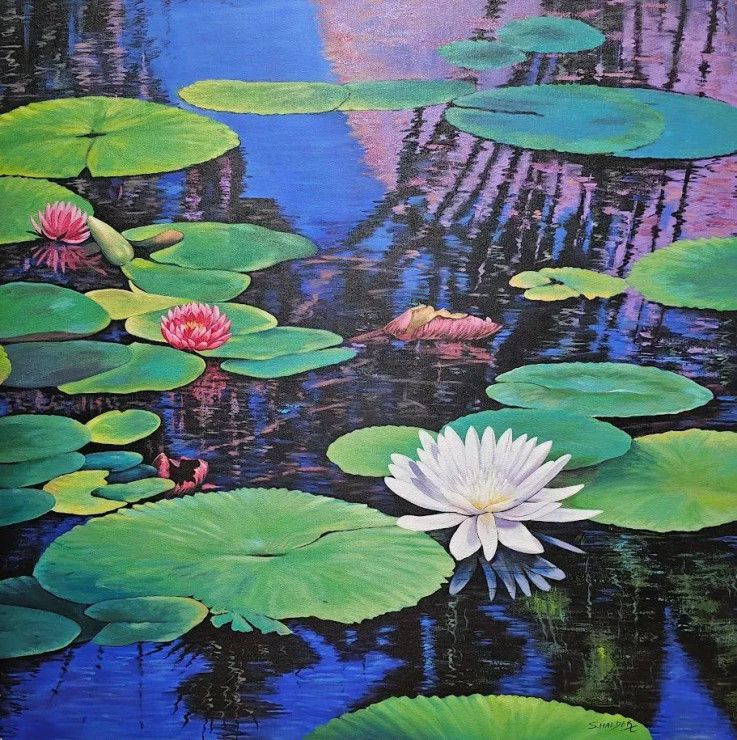 Whispers On Still Water (ART-6730-119164) - Handpainted Art Painting - 36in X 36in