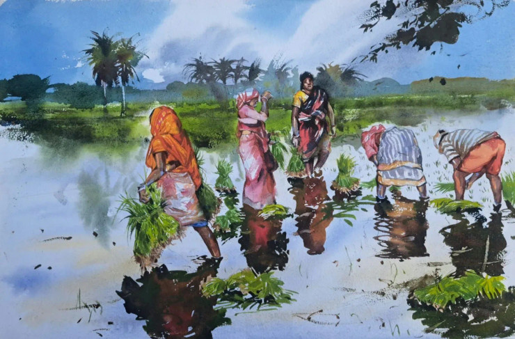 Landscape (ART-18009-119270) - Handpainted Art Painting - 22in X 14in