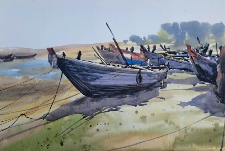 Landscape (ART-18009-119284) - Handpainted Art Painting - 22in X 14in