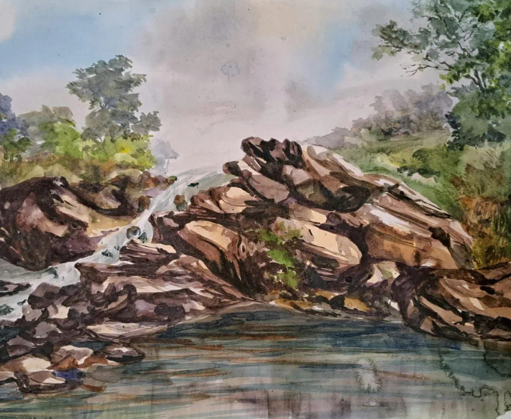Landscape (ART-18009-119183) - Handpainted Art Painting - 14in X 11in