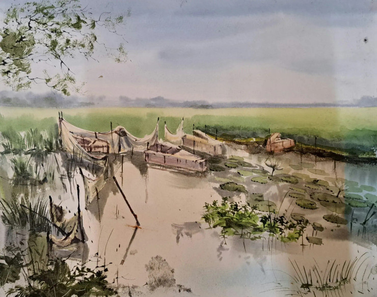 Landscape (ART-18009-118825) - Handpainted Art Painting - 14in X 11in