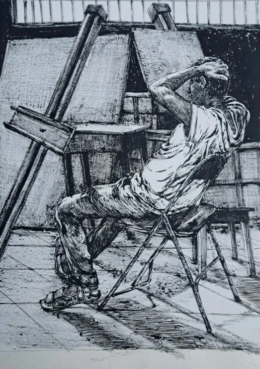 Waiting (ART-18009-119467) - Handpainted Art Painting - 11in X 15in