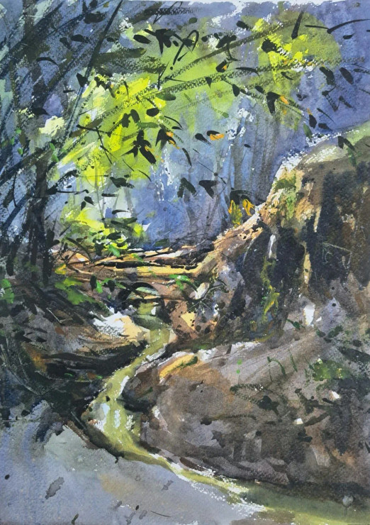 Landscape (ART-18009-119450) - Handpainted Art Painting - 15in X 11in