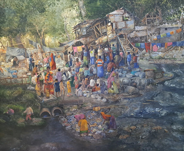 Landscape (ART-18009-119445) - Handpainted Art Painting - 74in X 60in