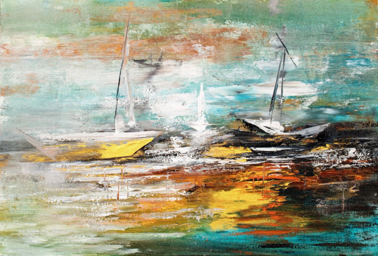 Abstract Seascape Painting | Original Handmade Contemporary Wall Art (ART-16885-119435) - Handpainted Art Painting - 48in X 36in