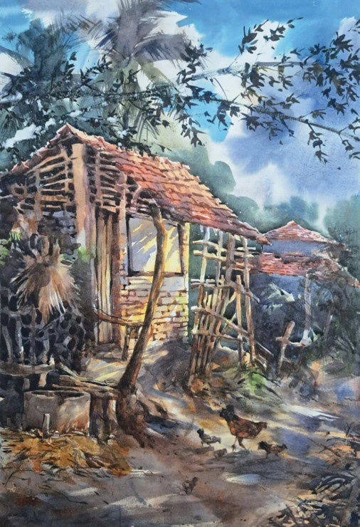 Landscape (ART-18009-119492) - Handpainted Art Painting - 15in X 22in