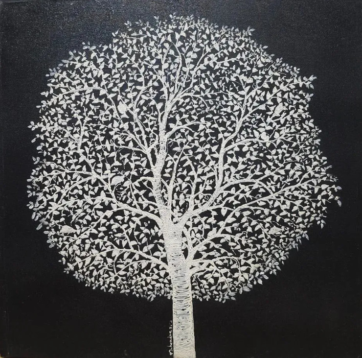 Tree Of Tranquility (ART-6730-119561) - Handpainted Art Painting - 18in X 18in