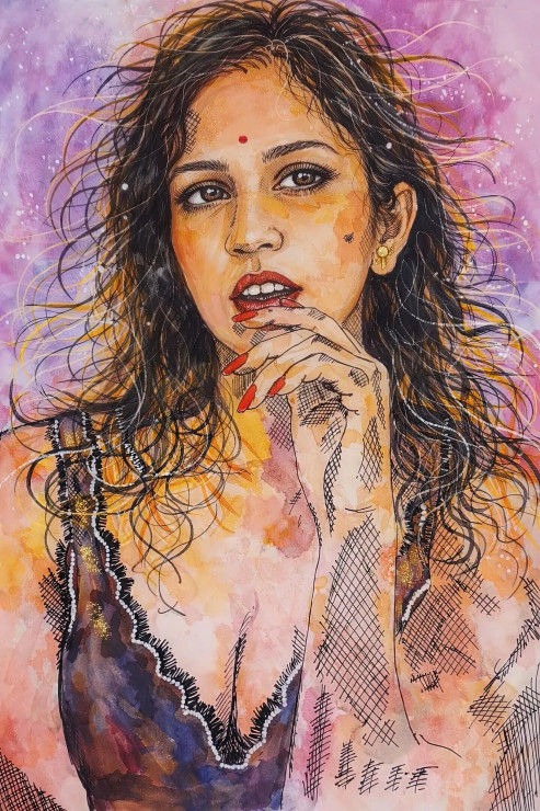 The Gaze Of Violet (PRT-15697-119611) - Canvas Art Print - 40in X 60in