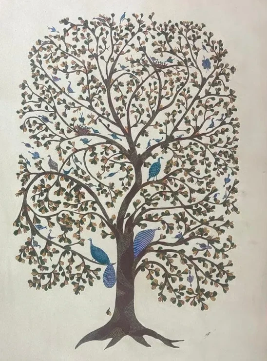 GOND ARTS ON CANVAS (ART-2050-119583) - Handpainted Art Painting - 36in X 48in
