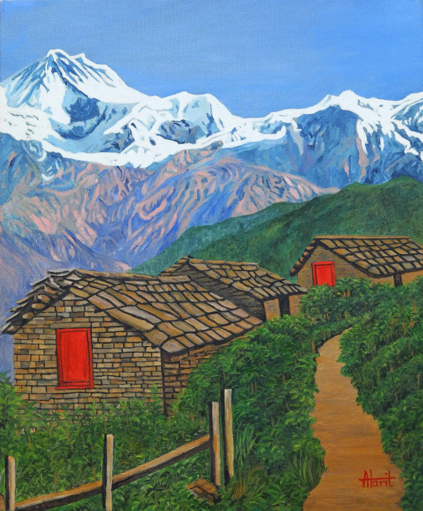 Great Himalayas (ART-2948-119627) - Handpainted Art Painting - 20in X 24in