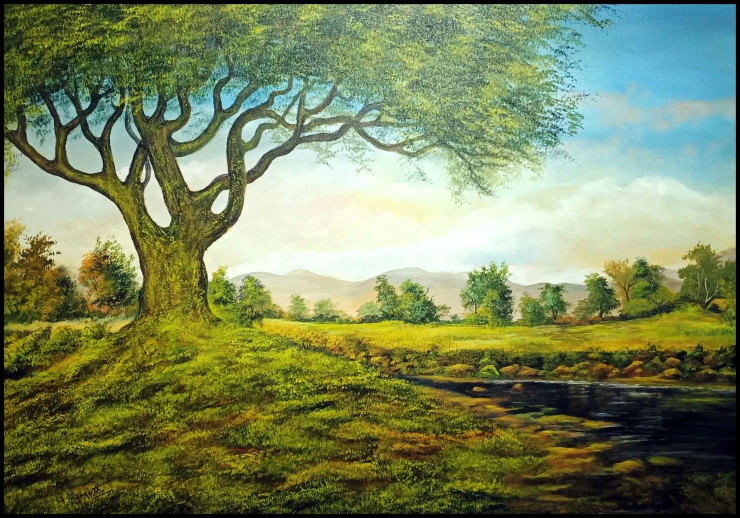 Landscape (ART-1342-119688) - Handpainted Art Painting - 36in X 24in