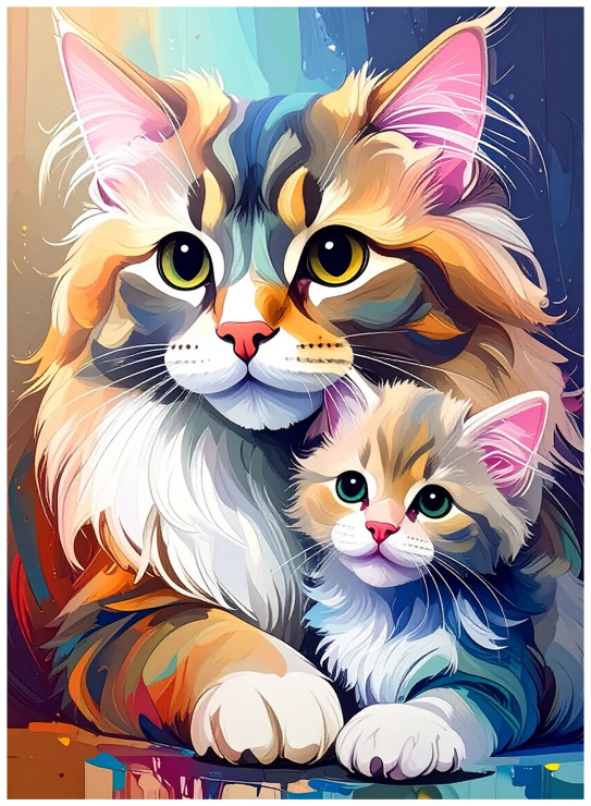 A Quiet Moment Of Love—mother And Kitten, Wrapped In Warmth And Trust (PRT-17594-119755) - Canvas Art Print - 18in X 24in
