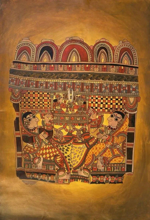 Puppetry On Canvas (ART-7396-119823) - Handpainted Art Painting - 26in X 38in