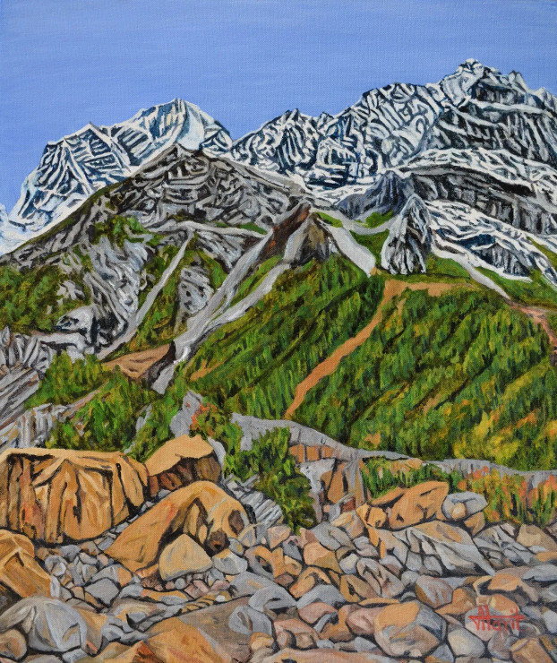 Himalayan Landscape II (ART-2948-119975) - Handpainted Art Painting - 20in X 24in