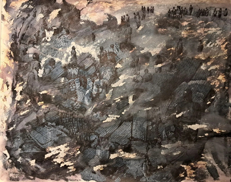 Landscape (ART-18009-119723) - Handpainted Art Painting - 30in X 22in