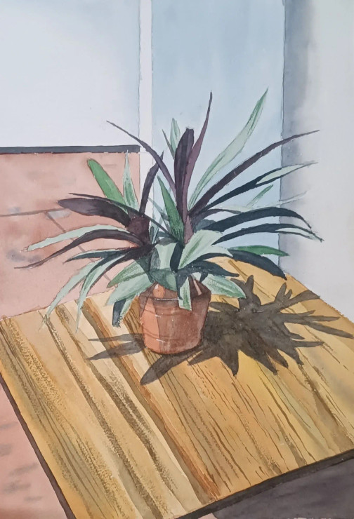 The Plant (ART-7362-120072) - Handpainted Art Painting - 9in X 14in