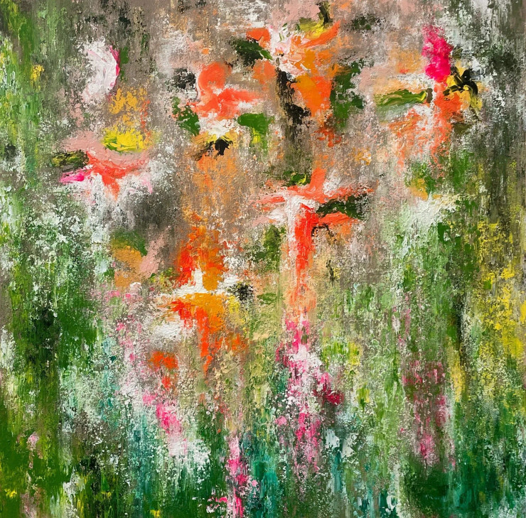 Floral Momentum (ART-8156-119003) - Handpainted Art Painting - 24in X 24in
