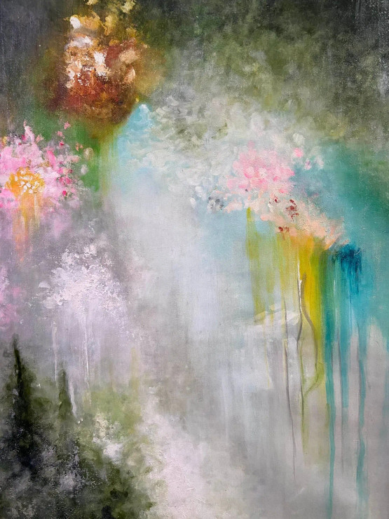 Soft Blossom Rain (ART-8156-119006) - Handpainted Art Painting - 27in X 38in