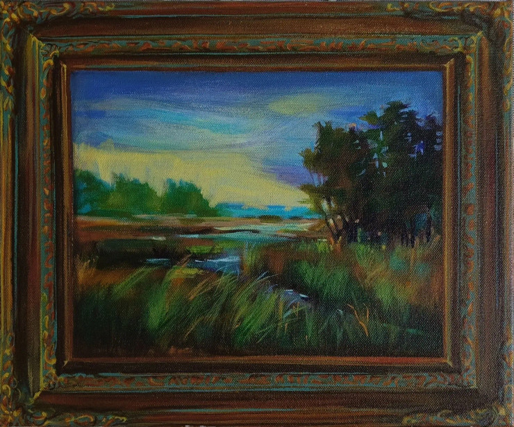 The Goldern Hour (ART-8316-119779) - Handpainted Art Painting - 14in X 12in