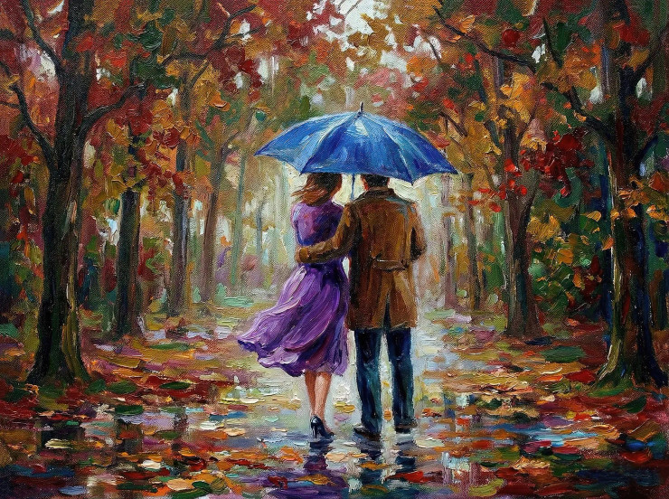 A Walk Through Painted Rain (PRT-15697-120100) - Canvas Art Print - 60in X 45in