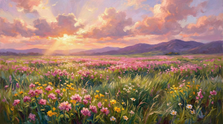 Meadow Of The Setting Sun (PRT-15697-120099) - Canvas Art Print - 60in X 33in