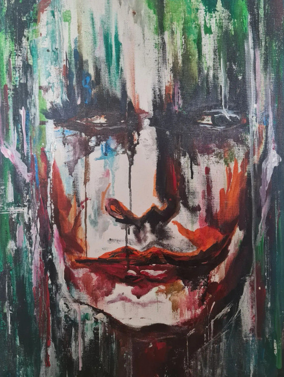 The Joker's Corner (ART-17830-120018) - Handpainted Art Painting - 18in X 20in