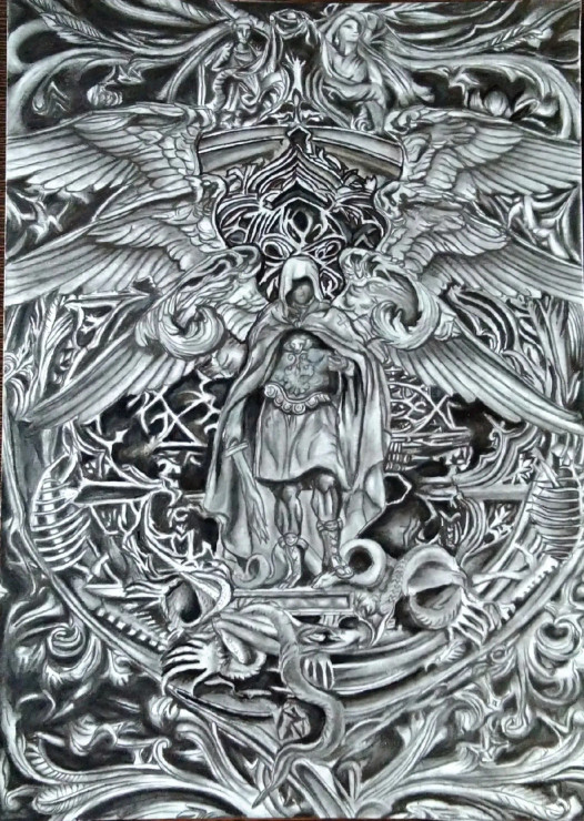 The Three Circles Of Hell (ART-18226-120326) - Handpainted Art Painting - 8in X 11in