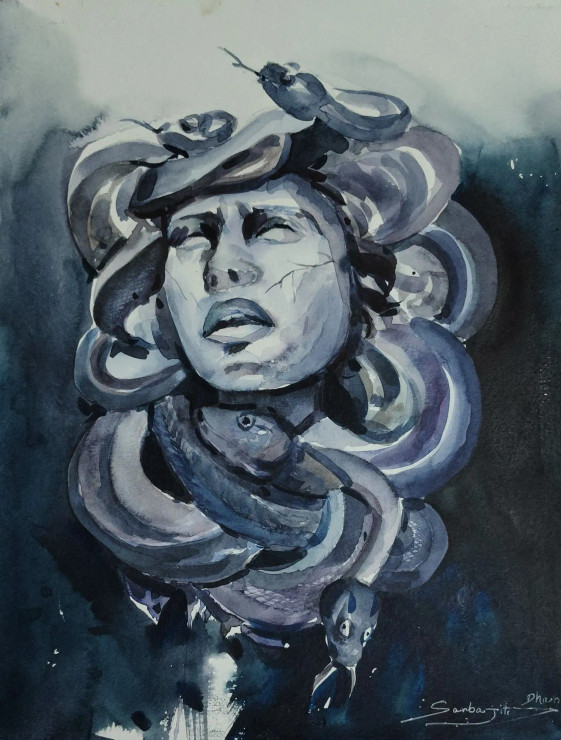 Medusa Reimagined (PRT-17209-120205) - Canvas Art Print - 27in X 36in
