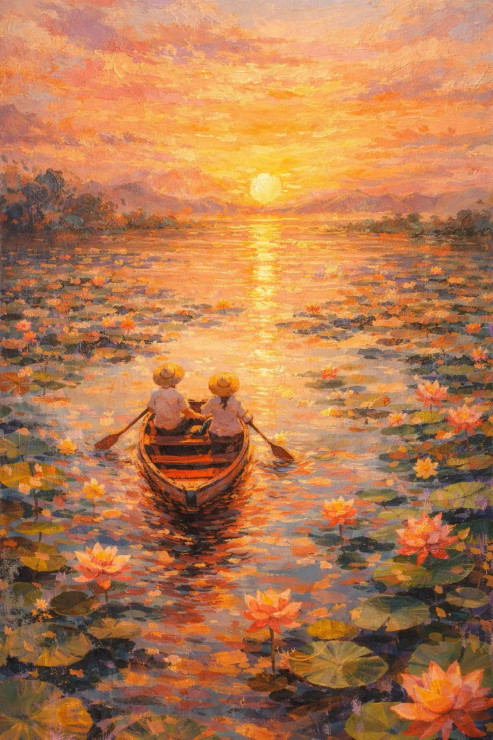 Peaceful Sunrise Landscape (PRT-7990-120460) - Canvas Art Print - 16in X 24in