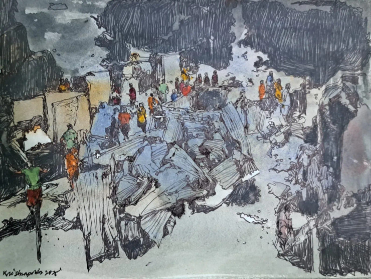 Slum Area (PRT-18009-120483) - Canvas Art Print - 30in X 23in