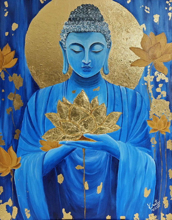 Aura Buddha (ART-17410-120566) - Handpainted Art Painting - 36in X 48in