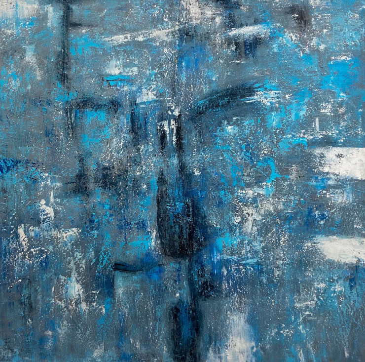 Blue Depths And Layers (PRT-8156-120173) - Canvas Art Print - 54in X 54in