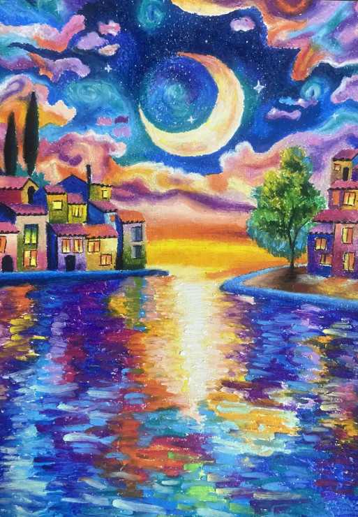 Moonlit Reflections (PRT-8577-120643) - Canvas Art Print - 21in X 30in