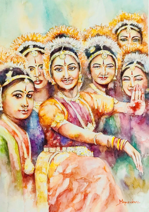 Before Dance (ART-7260-120639) - Handpainted Art Painting - 9in X 14in