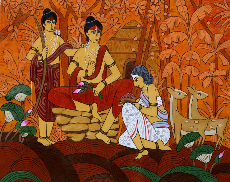 Sabari Devotion (ART-3324-120695) - Handpainted Art Painting - 41in X 33in