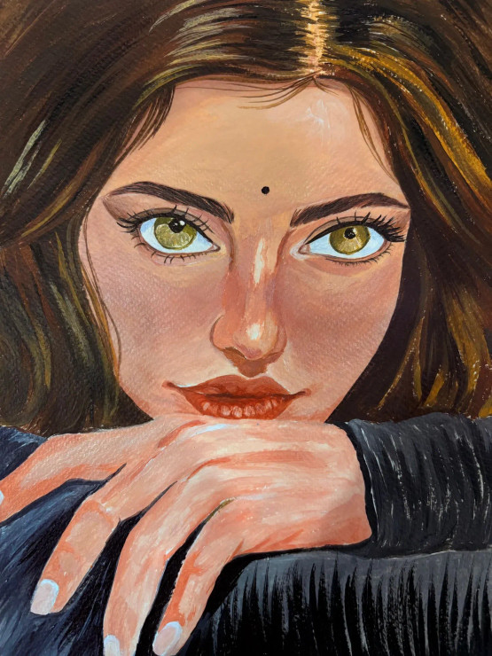 Quiet Contemplation (ART-18084-120692) - Handpainted Art Painting - 8in X 11in