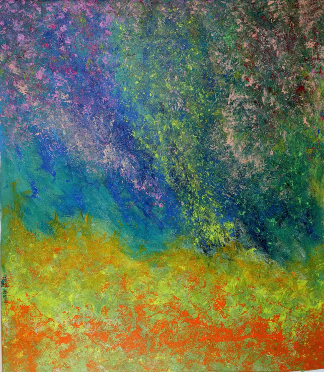 Floral Impression (ART-6174-120797) - Handpainted Art Painting - 33in X 44in