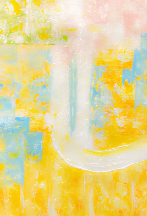 Yellow Blue Abstract Painting, Textured Modern Canvas Art (ART-8156-120847) - Handpainted Art Painting - 15in X 21in