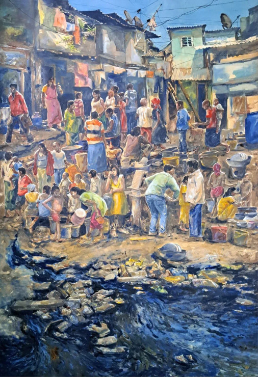 Landscape (ART-18009-120822) - Handpainted Art Painting - 30in X 44in