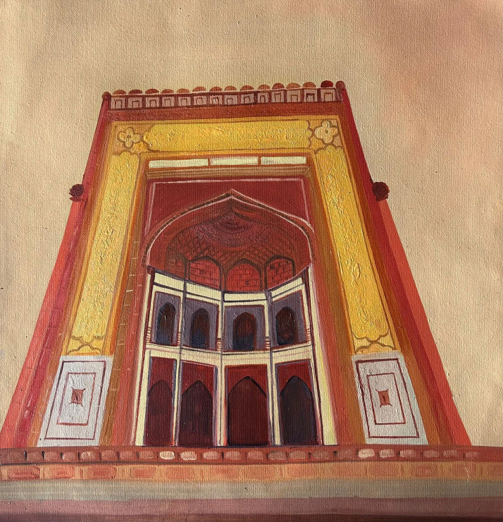 The Monument (ART-17575-120828) - Handpainted Art Painting - 16in X 16in
