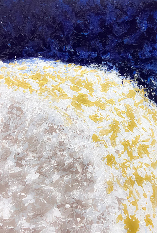 Textured Abstract With Deep Blue And Warm Contrast (ART-8156-120888) - Handpainted Art Painting - 15in X 21in