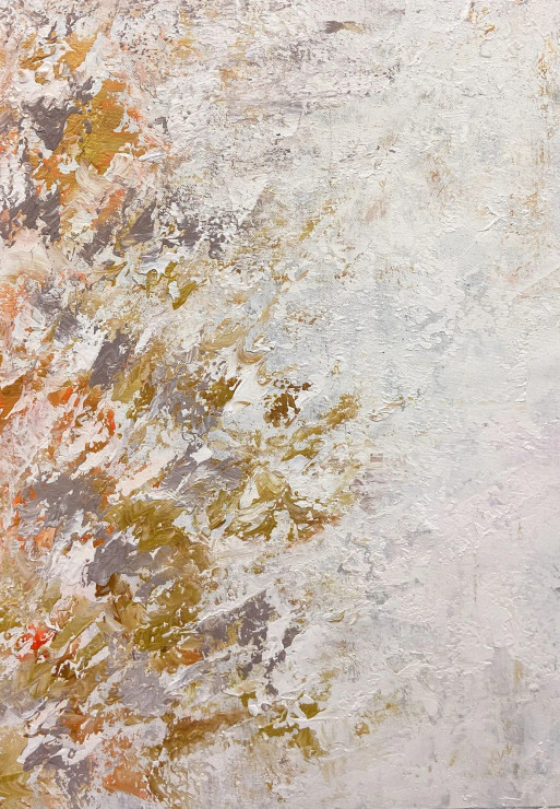 Neutral Textured Abstract With Directional Organic Movement (ART-8156-120884) - Handpainted Art Painting - 15in X 21in