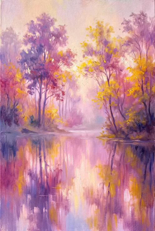 Violet Mists Of The Silent Grove (PRT-15697-120961) - Canvas Art Print - 40in X 60in